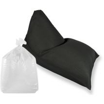 Soo Santaï - Sillón puf Set Lazy Bro forma pera + poliestireno, 140x120x90 cm, negro