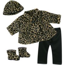 Sophia's - 18 bambola - cappotto by stampa animale, cappello, leggings e stivali neri - abbronzatura