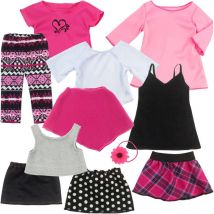 Sophias by Teamson Kids 11 -teiliges Frühjahrssatz für 18 'Puppen, Pink/Schwarz