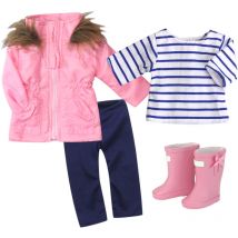 Teamson Kids - Sophia's by Chaqueta, leggings, camiseta y botas de lluvia para muñecas de 18 '