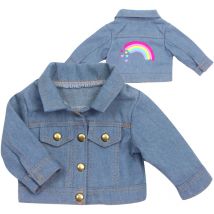 Teamson Kids - Sophia's par Veste en jean avec graphique arc-en-ciel pour 18 'poupées, bleu