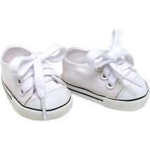 Teamson Kids - Sophia's par Chaussures de poupée de 18' avec lacets, Baskets en toile blancs pour poupées jusqu'à 46cm, Poupées Vêtements et