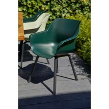 CHALET & JARDIN Lot de 2 chaises Sophie Element Armchair en résine - pieds en aluminium - Vert Forêt
