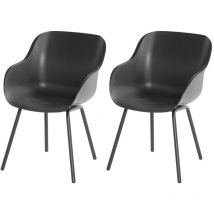 CHALET & JARDIN Lot de 2 chaises Sophie Rondo Elegance en résine - pieds en aluminium - Anthracite