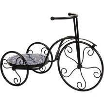 Soporte de Macetero bici de mosaico y metal negro 53x23.5x36