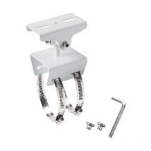 Trimec - Soporte de metal externo para montaje en poste de cámara cctv, soporte de brazo cruzado cctv, blanco, con 2 anillos de acero de 20 cm