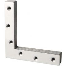 Soporte de montaje de placa de acero, soporte plano, soporte de reparación en forma de L, con tornillos, acero inoxidable cepillado, 120 mm x 120 mm,