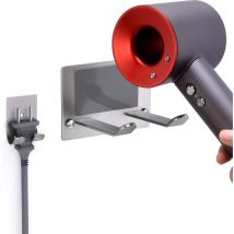Soporte De Pared Para Secador De Pelo, Autoadhesivo, Acero Inoxidable Sus 304, Compatible Con La Mayoría De Los Secadores De Pelo.