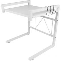 Soporte Extensible Horno Microondas 2 Niveles / Estante Microondas con 3 Ganchos para Colgar / Blanco