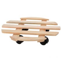 Progarden - soporte macetas ruedas madera 28 cm , Soporte macetas ruedas madera 28cmCarro para plantas redondo/multiroller con ruedas con una