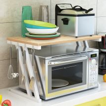 Skecten - Soporte Microondas, Mueble Microondas, Rejilla para encimera de Cocina Organizador Estanteria Mueble, Color madera