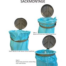 Quick-star - Soporte de Pared para Bolsa de Basura con Tapa Porta Bolsas Metálico de 120 litros Soporte Resistente de Acero Sostenedor de Bolsa