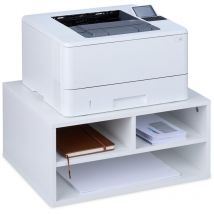 Soporte de Impresora, 3 Compartimentos, Estante Escáner, Balda para Escritorio, 22,5 x 47 x 40 cm, Blanco - Relaxdays