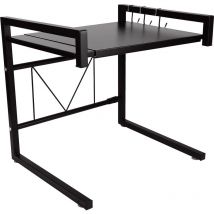 Skecten Soporte para microondas, balda de cocina, baldas para microondas, balda para tostadora, con 3 ganchos (40-65)x42cm Negro