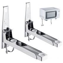 Soporte para microondas de acero inoxidable 304 de 2 piezas, soporte para microondas con brazo retráctil con 2 ganchos, adecuado para estantes de