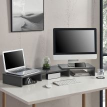Soporte para monitor/portátil Vilppula Ajustable en altura Aglomerado - gris oscuro [en.casa]