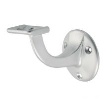 Hermeta - Soporte pasamanos 3502 aluminio, plateado, anodizado, placa de pared 56mm, soporte recto