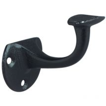 Deni - Soporte pasamanos hierro fundido lacado negro d. Placa de pared soporte curvo 53mm