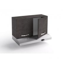 Sopracappa cucina 90x31x48 cm in legno color lava con due ante e depuratore - Massa