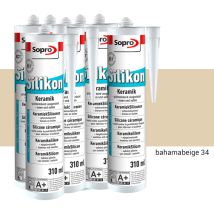 Silikon Keramik Fugen Fliesen 310ml Abdichtung Farbe bahamabeige 12 Stück - Sopro