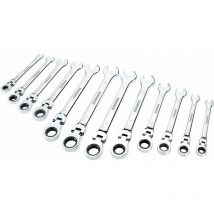 Set di 12 chiavi combinate flessibili da 8 a 19 mm, con testa flessibile, in custodia arrotolata, per riparazione auto, manutenzione industriale