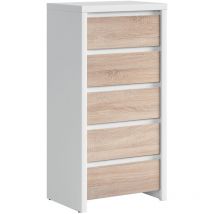 Soren 5-Schubladen-Kommode Weiß und Holz
