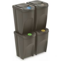 Sortibox xl - Kit de 4 poubelles de 35 litres gris pierre