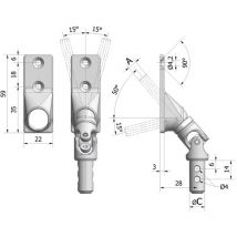 Cherubini - Sortie 50° plat zamak 22x59mm +H7/320 nickelé 78057030V13NK