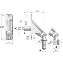 Gilac - Sortie 90° pivot 9,9mm platine zamac 85x22mm nickelé - cherubini - 78407038M10NK