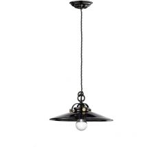 Lampadario Industrial Minimal b&w Metallo Smaltato Nero 1 Luce E27 31Cm