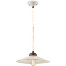Lampadario Vintage Colors Ferro e Ceramica Crema 1 Luce E27 35Cm