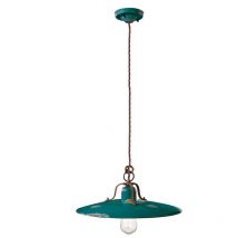 Lampadario Vintage Country Ferro e Ceramica Verde 1 Luce E27