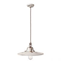 Ferroluce - Lampadario Vintage Country Ferro e Ceramica Bianco 1 Luce E27