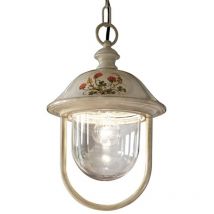 Sospensione Esterno Classica Bari Metallo Ceramica Bianco Sfumato Oro 1 Luce E27
