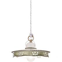 Lampadario Classico Alessandria Ceramica E Ottone Satinato Decorato 1 Luce E27
