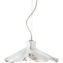 Lampadario Classico Lecco Metallo Ceramica Argento Decorato 1 Luce E27