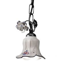 Lampadario Classico Pisa Metallo e Ceramica Nero Sfumato Argento 1 Luce E14