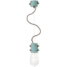Lampadario Vintage Urban Ferro E Ceramica Azzurro 1 Luce E27 12Cm
