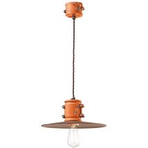 Lampadario Vintage Urban Ferro e Ceramica Arancio 1 Luce E27 40Cm
