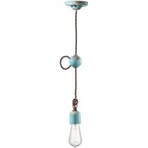 Sospensione Vintage Ceramica Azzurra 1 Luce E27