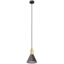 Emibig Lighting - Sospensione 1 Luce Rosa In Acciaio Nero Con Paralume a Cono Nero e Oro