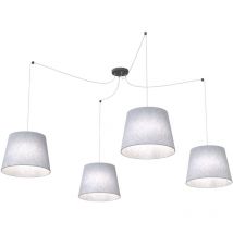 Emibig Lighting - Sospensione 4 Luci Ascot Con Fermacavi e Paralumi Grigio