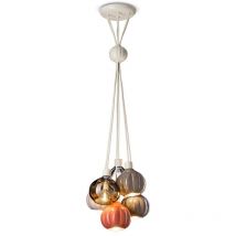 Ferroluce - Lampadario Mix Vintage Decò Afoxe' Alluminio Ceramica Vetro 6 Luci E14