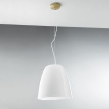 Sospensione ares in metallo oro con diffusore in vetro bianco 35 cm. - Bianco