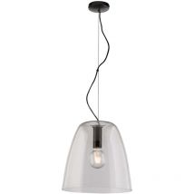 Luce Ambiante Design - Sospensione ares in metallo nero con diffusore in vetro trasparente 35 cm. - Trasparente
