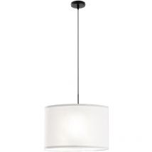 Sospensione capital in metallo con diffusore in tessuto bianco 150x38 cm. - Bianco