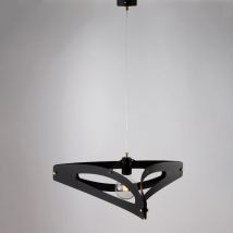 Belight - Sospensione con diffusore taglio laser in ferro laccato nero e rifiniture ottone brunito con cavo elettrico regolabile 1 luce H.20 - max