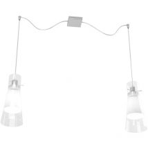 Sospensione Contemp Decentratori Cone Metallo Cromo Vetro Satinato 2 Luci E27