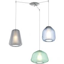 Top-light - Sospensione Contemp. Double Skin Metallo Cromo Vetro Mix Multicolor 3 Luci E27
