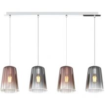 Sospensione Contemp. Rett. Shaded Metallo Cromo Vetro Rame e Cromo 4 Luci E27
